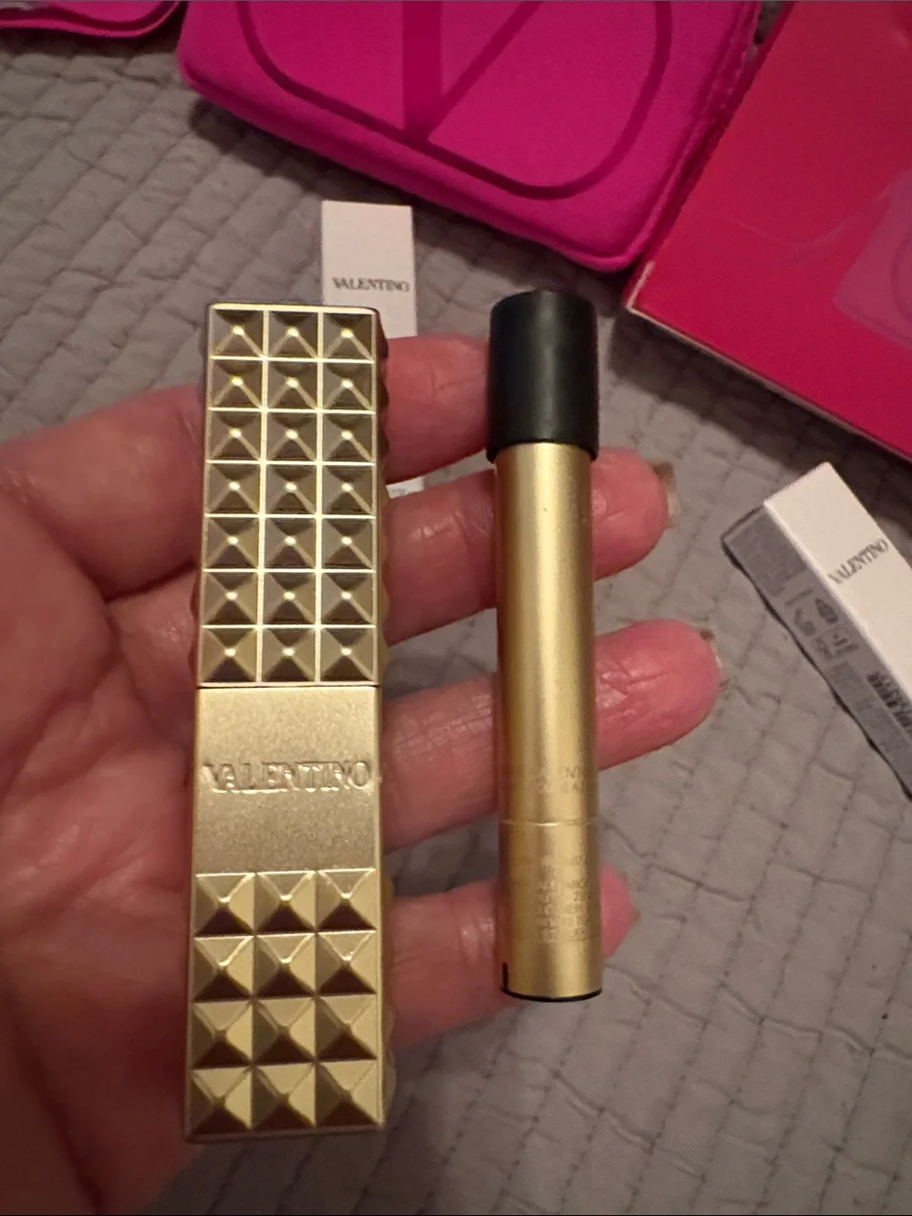 Valentino Spike Lipstick gift set pink pouch & 2 Full size Matte lipsticks NEW